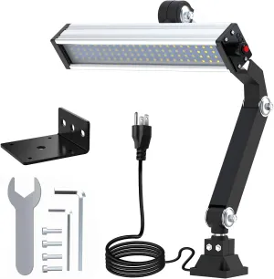 Led Work Light 24W Long Arm Aluminum Alloy Waterproof Table Lamp Can Be Used for Machine Tool CNC Lathe Drilling Machine, US Plug