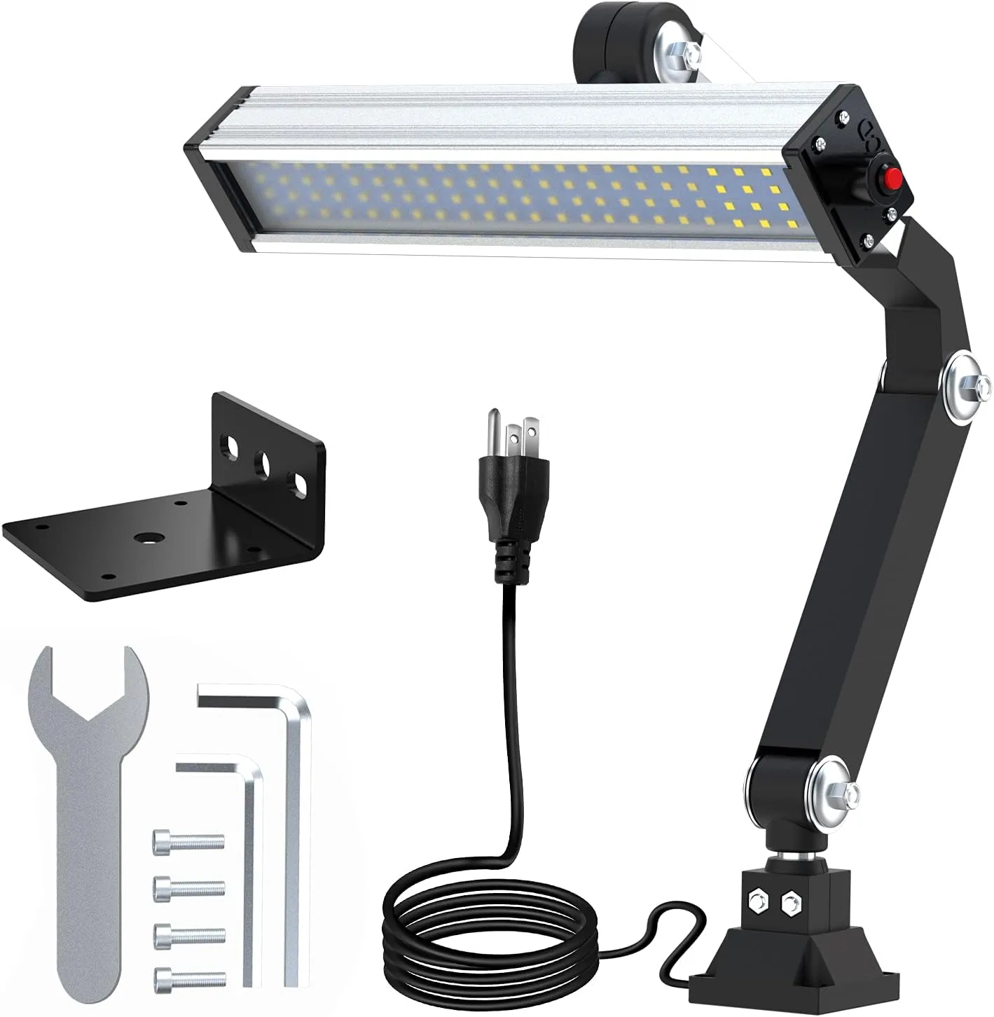 Led Work Light 24W Long Arm Aluminum Alloy Waterproof Table Lamp Can Be Used for Machine Tool CNC Lathe Drilling Machine, US Plug