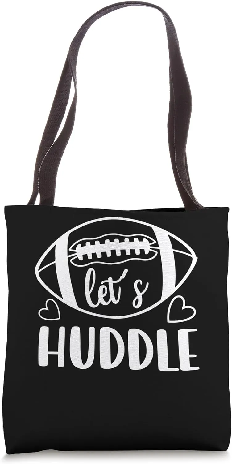 Let's Huddle Football Tailgating Gridiron Cheer Mom Season Tote Bag
