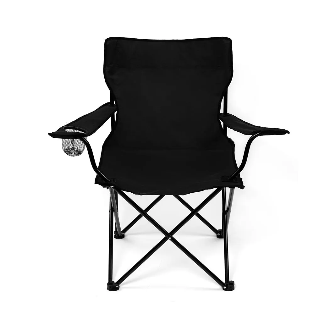 Levede Camping Chairs Folding Arm Foldable Black-WA_Metro