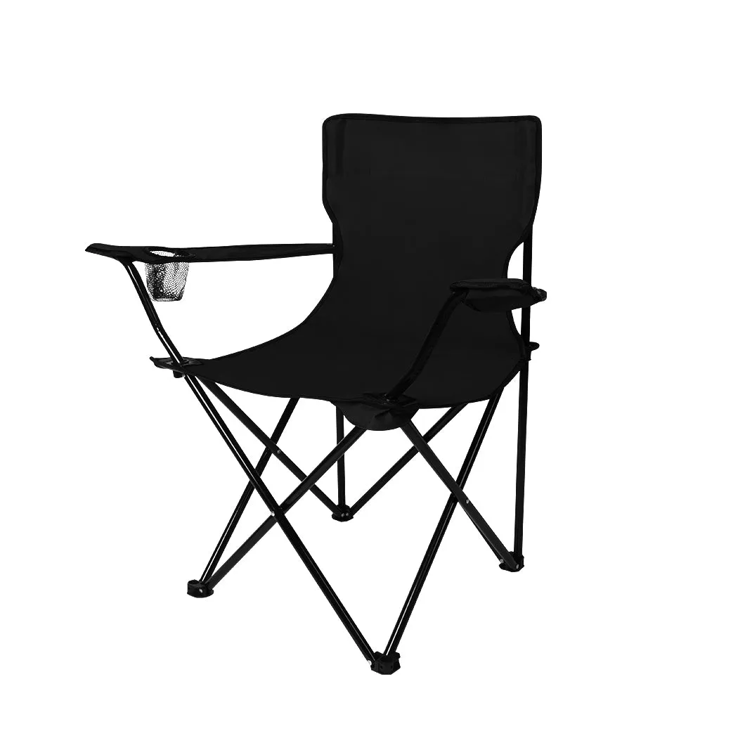 Levede Camping Chairs Folding Arm Foldable Black-WA_Metro