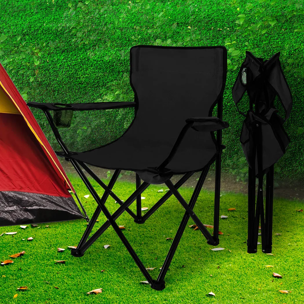 Levede Camping Chairs Folding Arm Foldable Black-WA_Metro