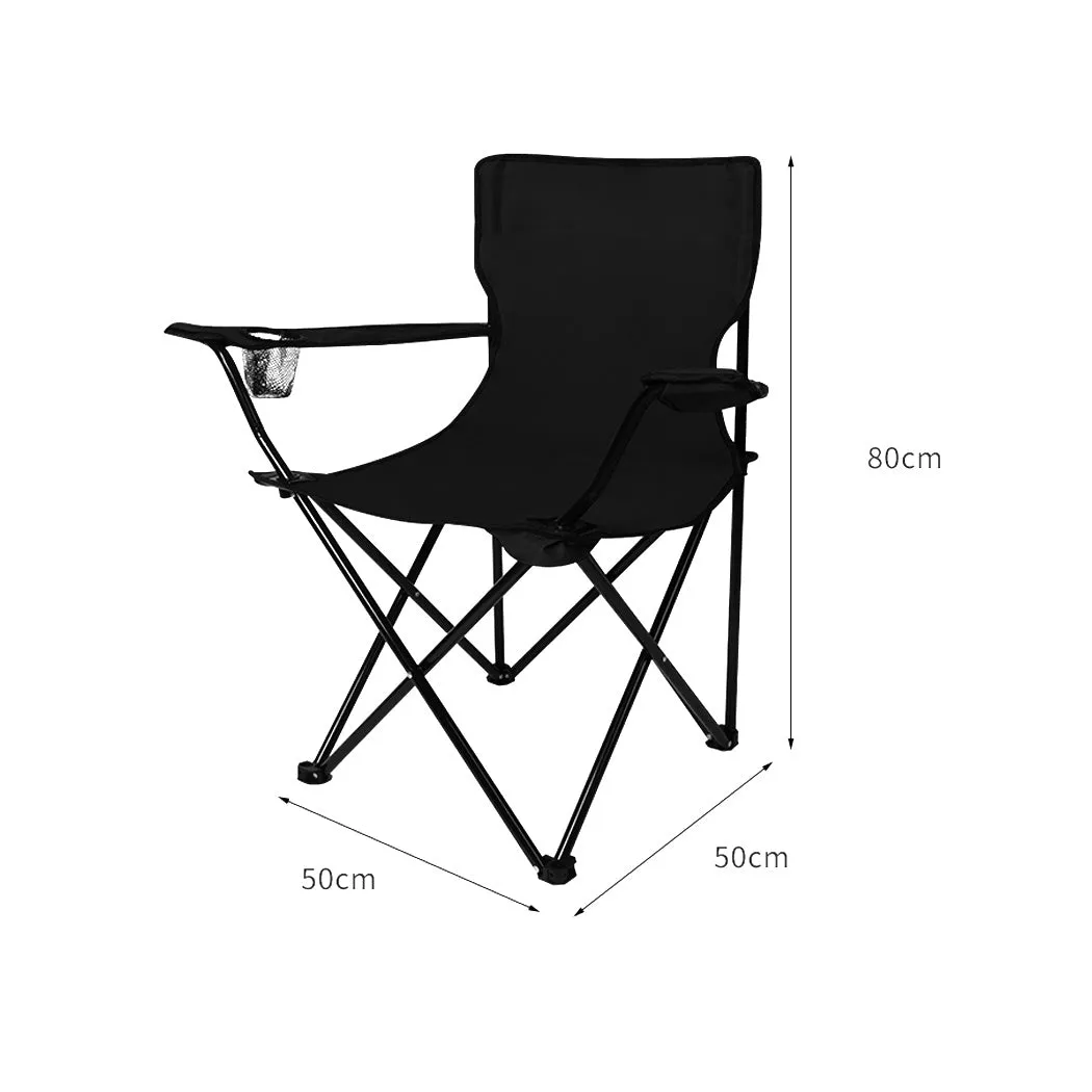 Levede Camping Chairs Folding Arm Foldable Black-WA_Metro