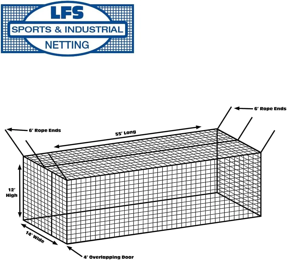 LFS Batting Cage Net – Baseball & Softball Netting for Outdoor Training | UV Treated, Weather Resistant | Net Only – No Frame Included