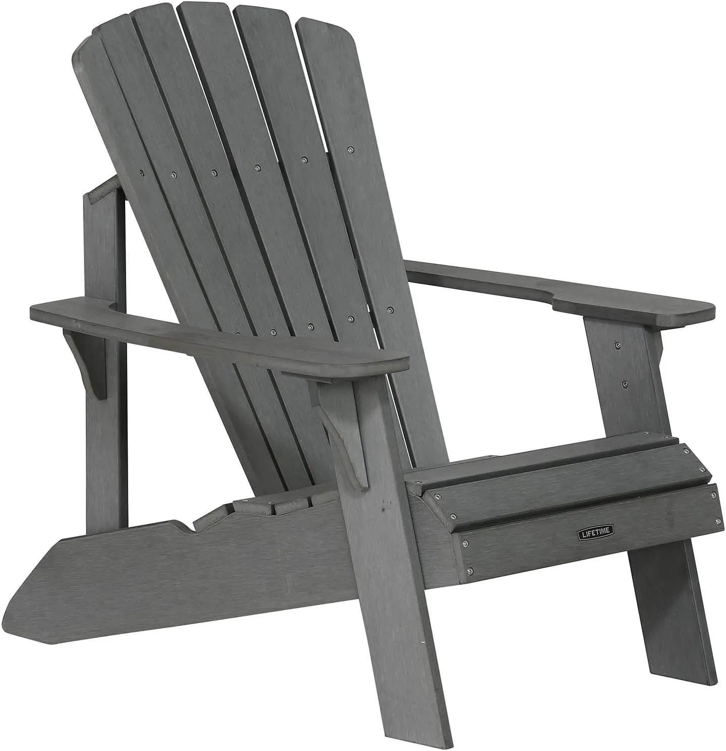 Lifetime Faux Wood Adirondack Chair, Gray - 60204 & 60292 Adirondack Table, Shale Stone