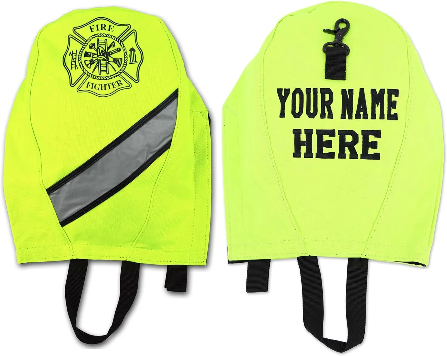 Lightning X Customizable Firefighter SCBA Air Pak Respirator Face Piece Mask Bag w/Embroidered Name - FLUORESCENT YELLOW