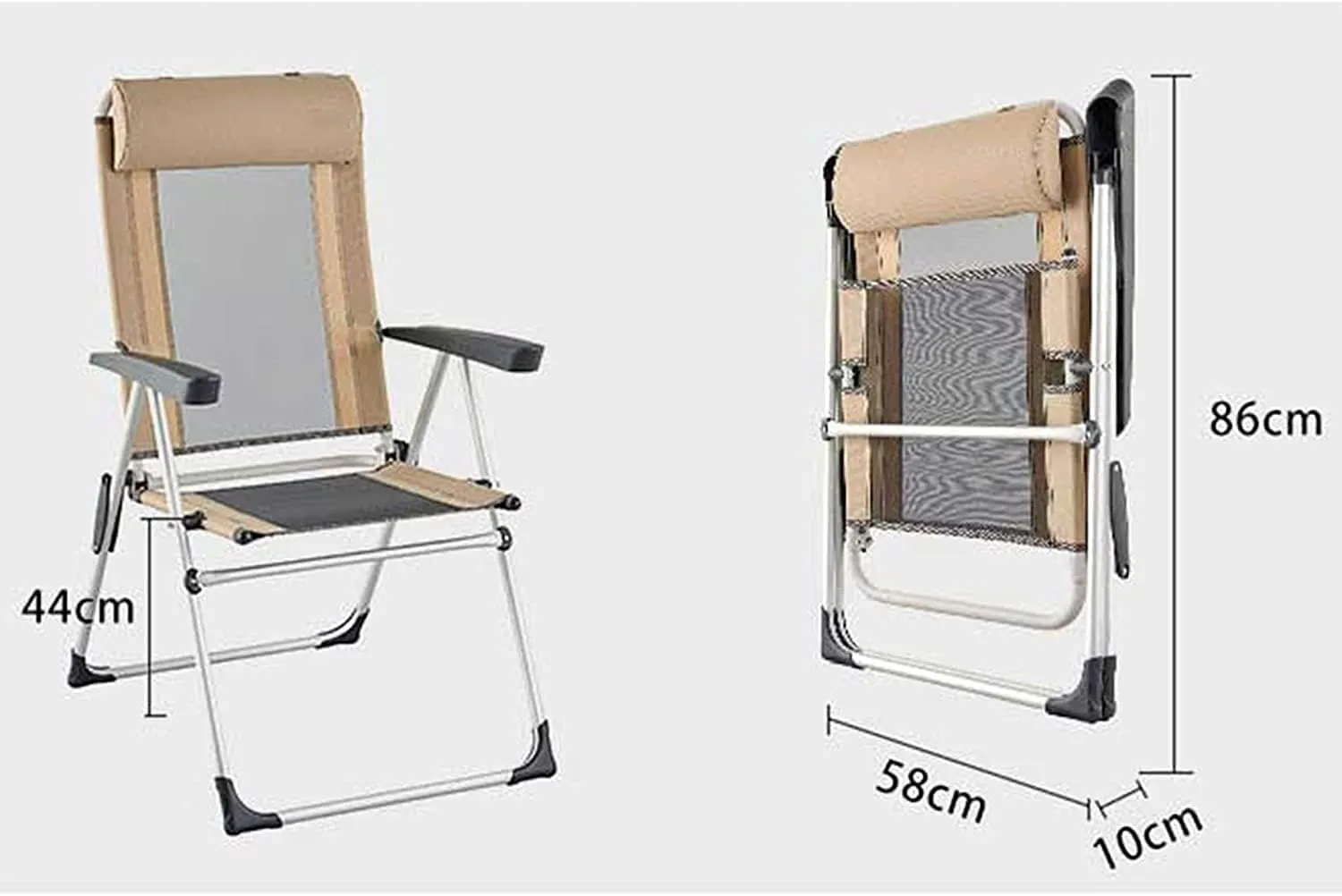 Lightweight Camping Chair Outdoor Deck Chair Portable Armchair Fishing Camping Seat Stool with Adjustable Backrest and Breathable Mesh Backrest Outdoor Hiking (Color : A)