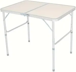 Lightweight Portable Folding Table for Outdoor Activities, Adjustable Heights, Easy to Carry, Beige and Silver Gray