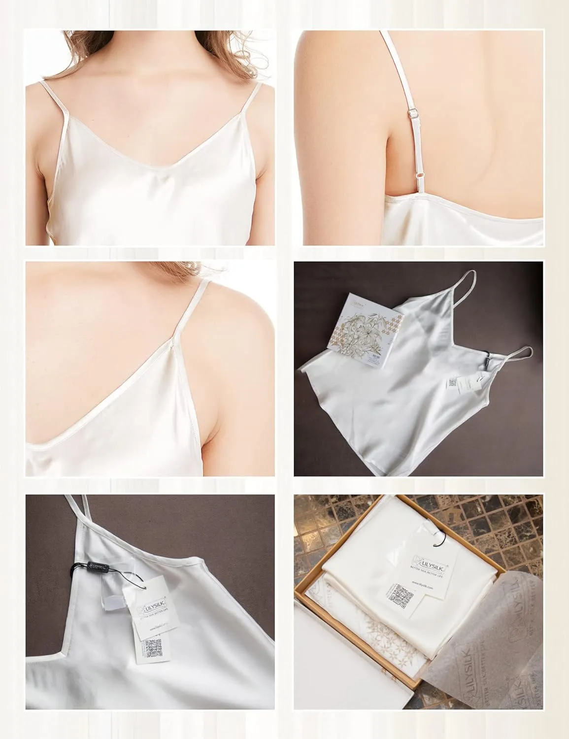 LilySilk Womens Silk Camisole 100% 19MM Mulberry Silk Basic Tank Tops Summer Casual Classic Top Loose