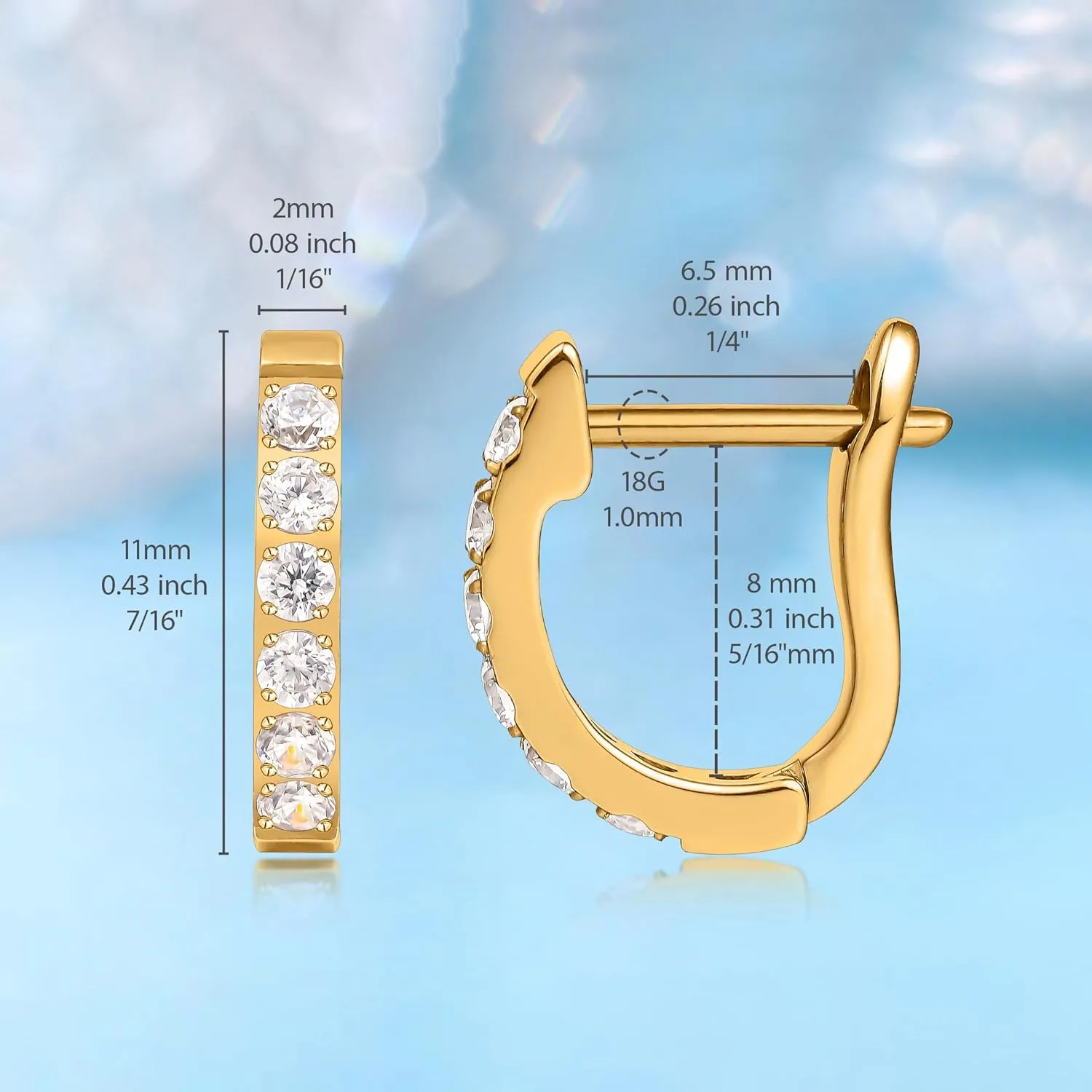 Limerencia Hypoallergenic Pure Titanium Huggie Hoop Earrings, F136 Implant Grade Titanium Small U-Shaped Cuff Earrings Lightweight for Women Sensitive Ears
