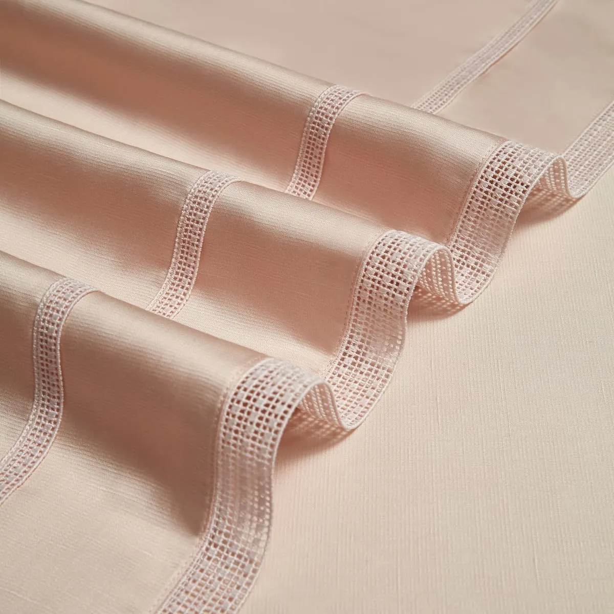 Linen Tencel Cotton Blended Sheets Pillowcase Set,1000TC Duvet Cover Set,Hollow Out Lace Design, All Seasons CN/US Size Bedding (Pink, Queen (C.N. Standard))