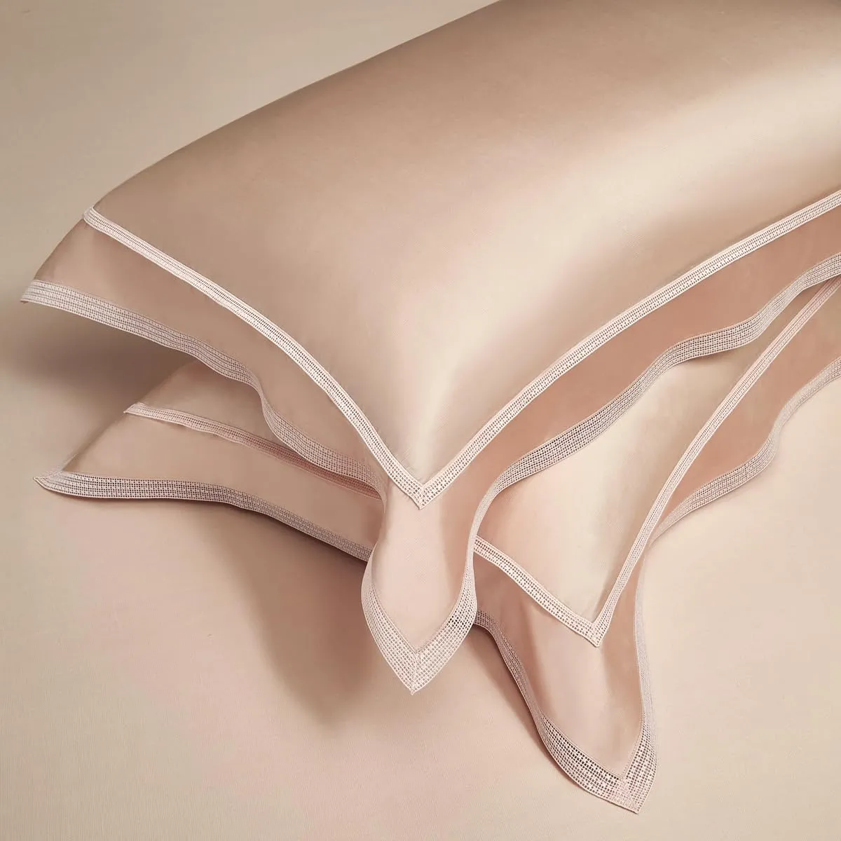 Linen Tencel Cotton Blended Sheets Pillowcase Set,1000TC Duvet Cover Set,Hollow Out Lace Design, All Seasons CN/US Size Bedding (Pink, Queen (C.N. Standard))