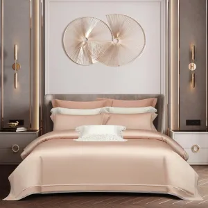 Linen Tencel Cotton Blended Sheets Pillowcase Set,1000TC Duvet Cover Set,Hollow Out Lace Design, All Seasons CN/US Size Bedding (Pink, Queen (C.N. Standard))