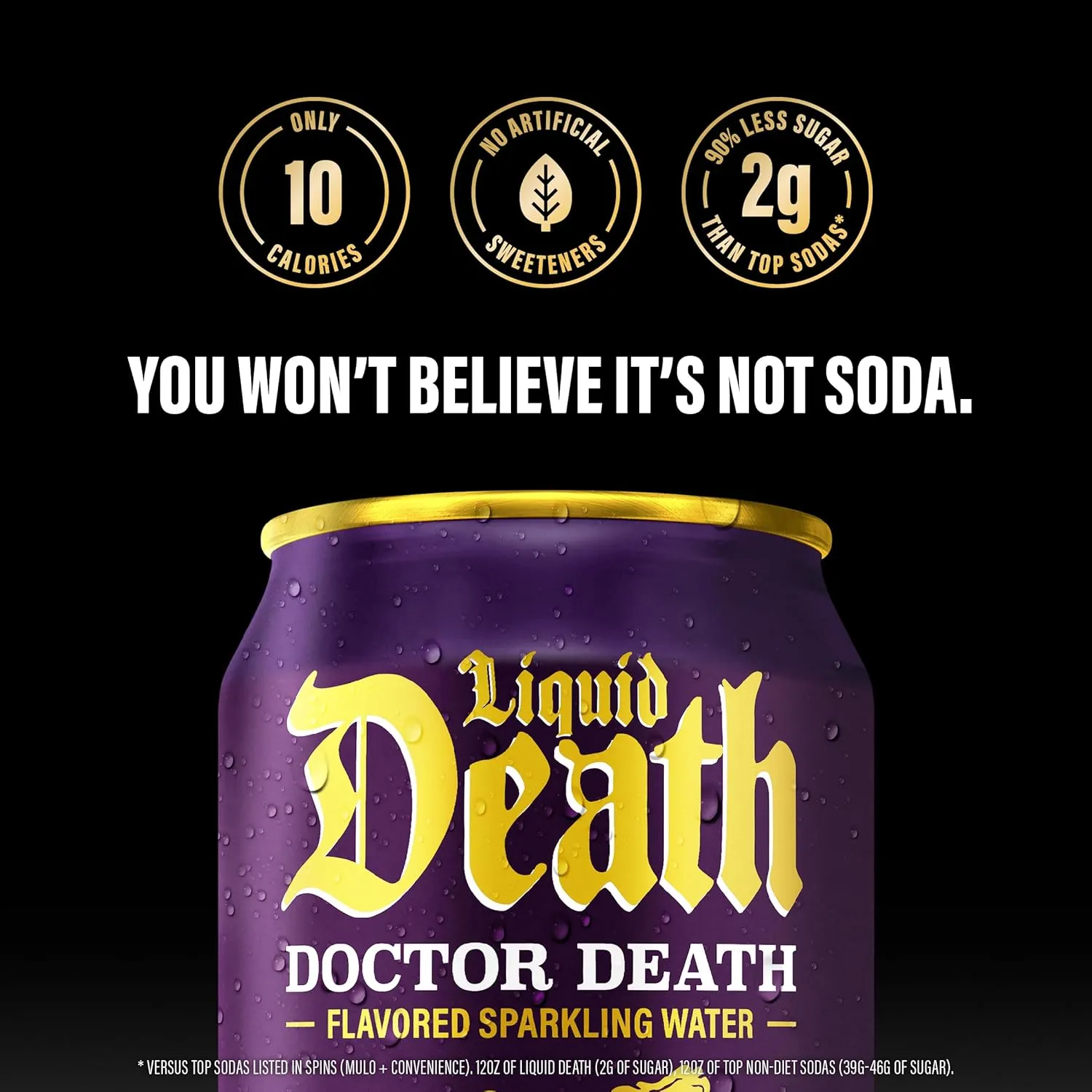 Liquid Death, Doctor Death, Soda-Flavored Sparkling Water, 12-Pack (12oz Cans), Low Calorie & No Artificial Sweeteners