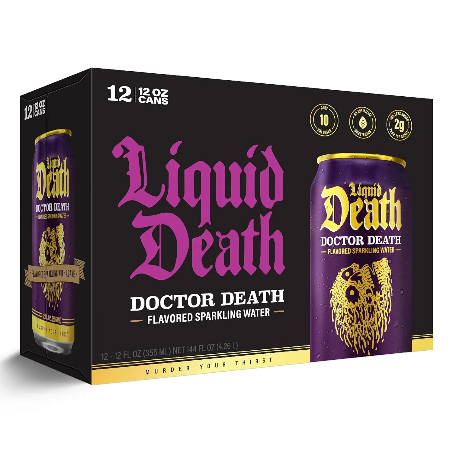Liquid Death, Doctor Death, Soda-Flavored Sparkling Water, 12-Pack (12oz Cans), Low Calorie & No Artificial Sweeteners