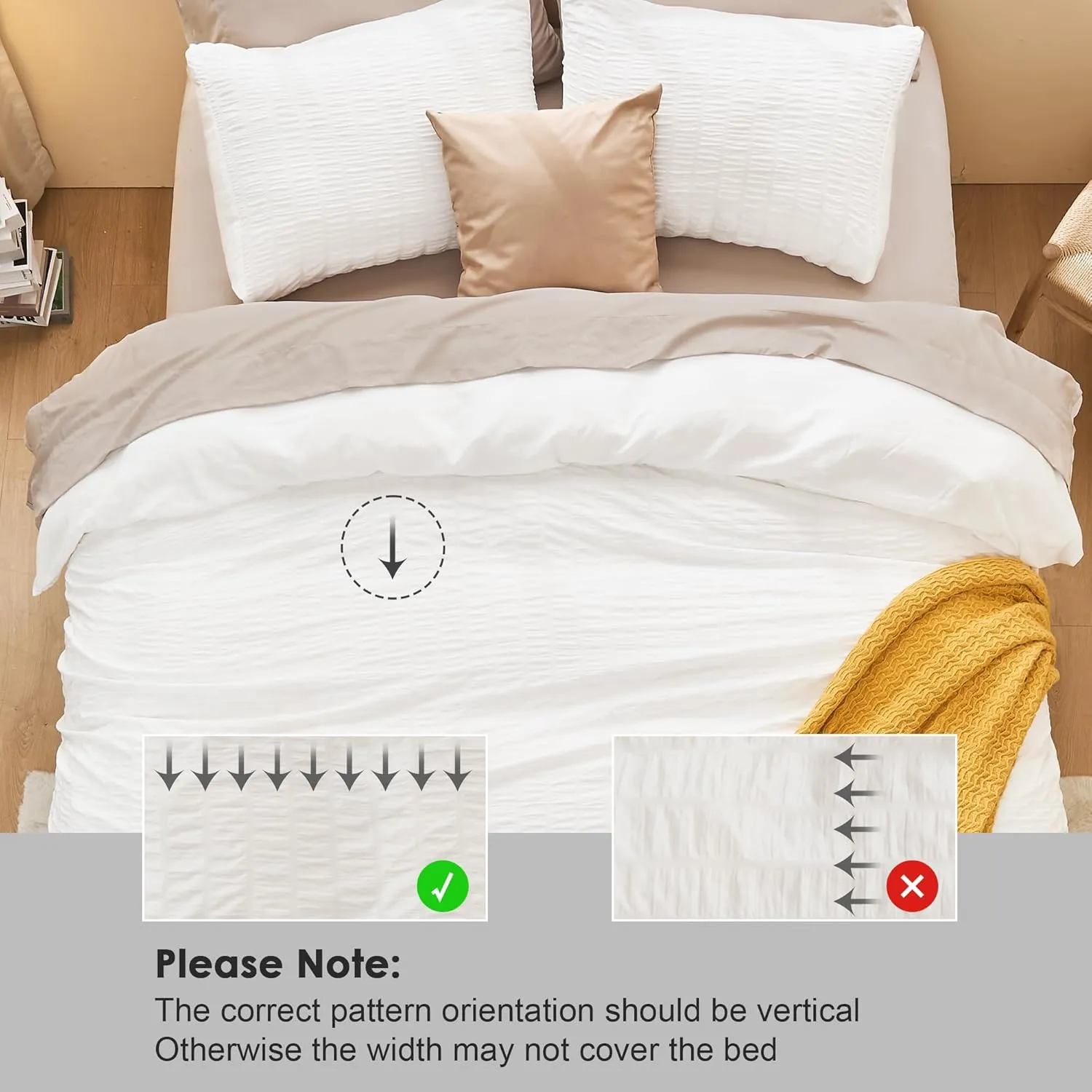 Litanika White Comforter Queen Size Set, 3 Pieces Lightweight Seersucker Bedding Comforters Sets, Soft Bed Set as Gifts (90x90In Comforter & 2 Pillowcases)