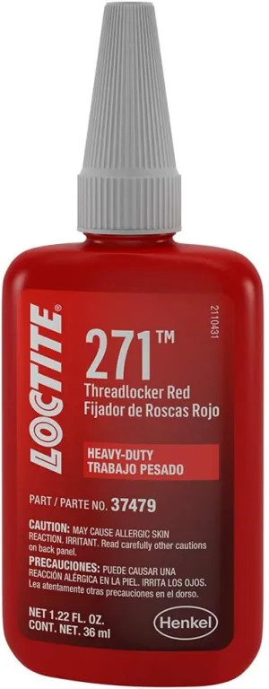 Loctite 271 Automotive Threadlocker Red - High Strength Thread Lock, Fluorescent, Heavy-Duty, Works on All Metals - 36 ml, 1 Pack