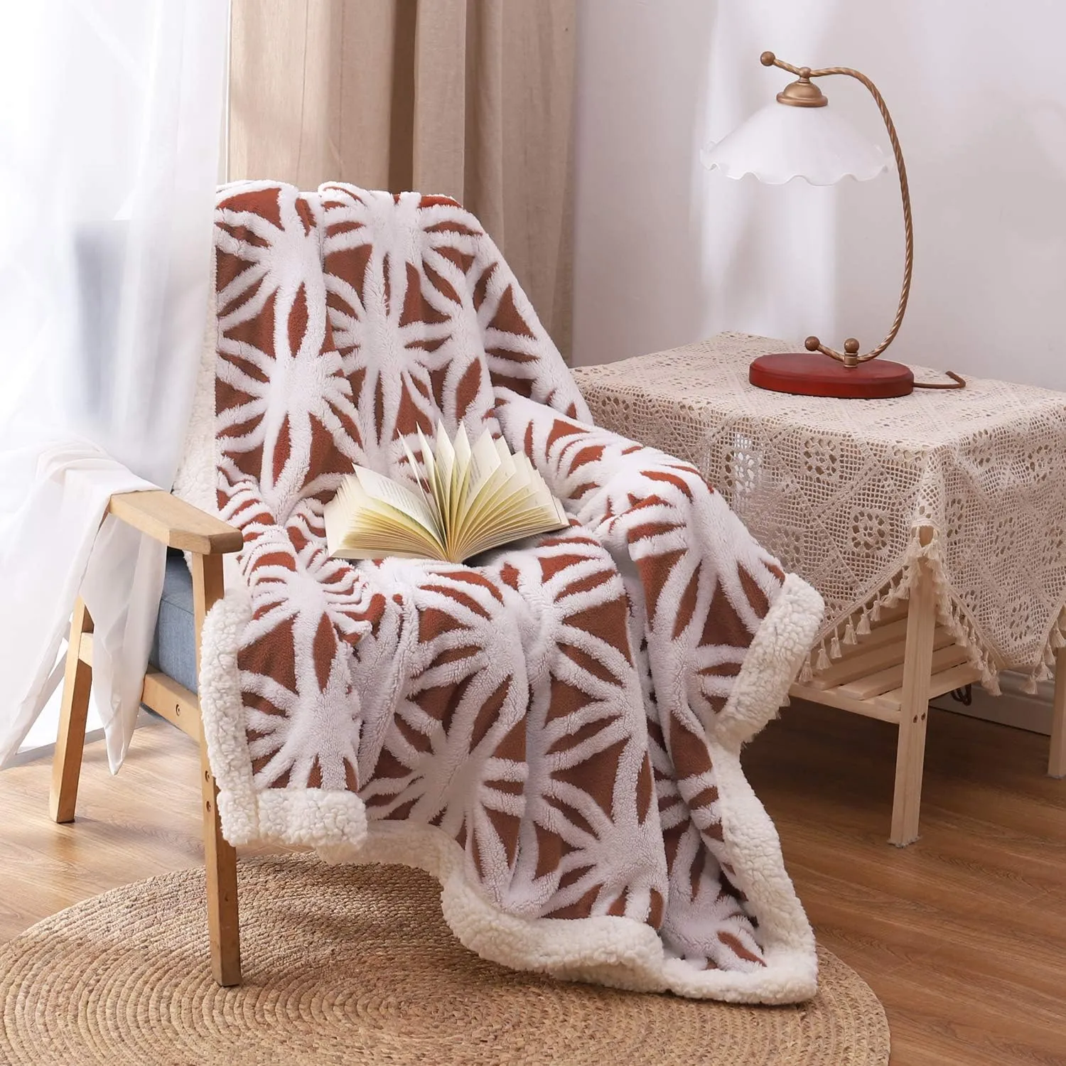 LOMAO Sherpa Fleece Blanket Fuzzy Soft Throw Blanket Cozy Dual Sided Blanket for Couch Sofa Bed (Brown, 51"x63")