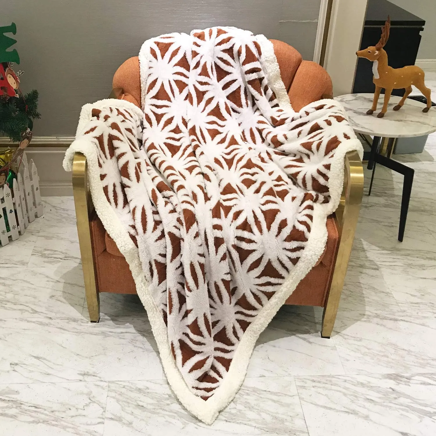 LOMAO Sherpa Fleece Blanket Fuzzy Soft Throw Blanket Cozy Dual Sided Blanket for Couch Sofa Bed (Brown, 51"x63")