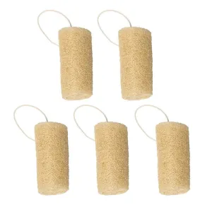 Loofah facial and body Scrub brush natural exfoliator for men and women bath spa, personal care, (5 pack,Cut4-6 in lanyard)