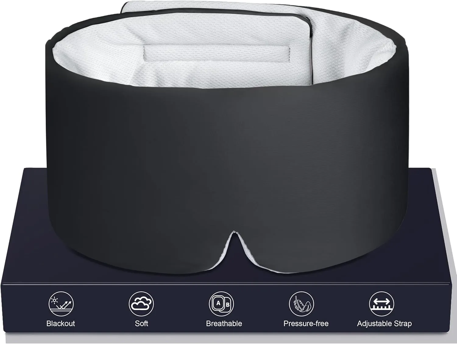 LOVE EYE Sleep Mask, Ice Silk Sleep Mask for Side Sleeper Eye Masks for Sleep Sleep Masks for Women Men, Blackout, Soft, Adjustable Band, Ideal Gift (Black)