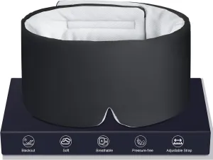 LOVE EYE Sleep Mask, Ice Silk Sleep Mask for Side Sleeper Eye Masks for Sleep Sleep Masks for Women Men, Blackout, Soft, Adjustable Band, Ideal Gift (Black)