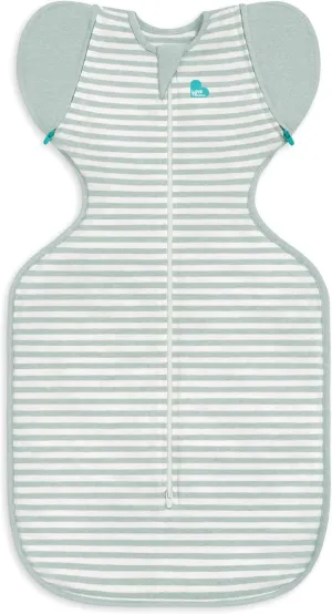 Love to Dream Transition Bag 0.2T Stretch Cotton Medium Large (8.5-11kg) Stage 2, Soft & Breathable, Lightweight for Comfortable Sleep, Ideal for Newborns, Stripe Print, Olive