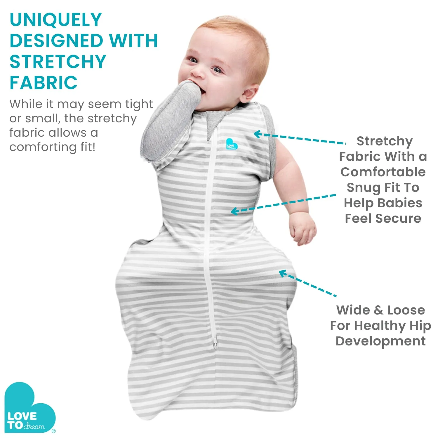 Love to Dream Transition Bag Organic 1.0 TOG, Cream, Medium, 13-19 lbs., Patented Zip-Off Wings, Gently Help Baby Safely Transition from Being swaddled to arms Free Before Rolling Over