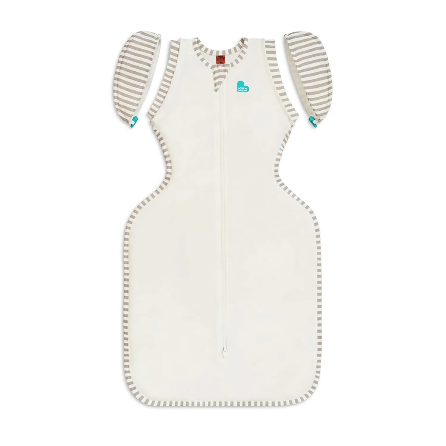 Love to Dream Transition Bag Organic 1.0 TOG, Cream, Medium, 13-19 lbs., Patented Zip-Off Wings, Gently Help Baby Safely Transition from Being swaddled to arms Free Before Rolling Over