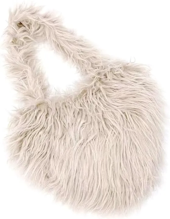 Love Women Faux Fur Shoulder Bag Tassel Bag Travel Shopping Space