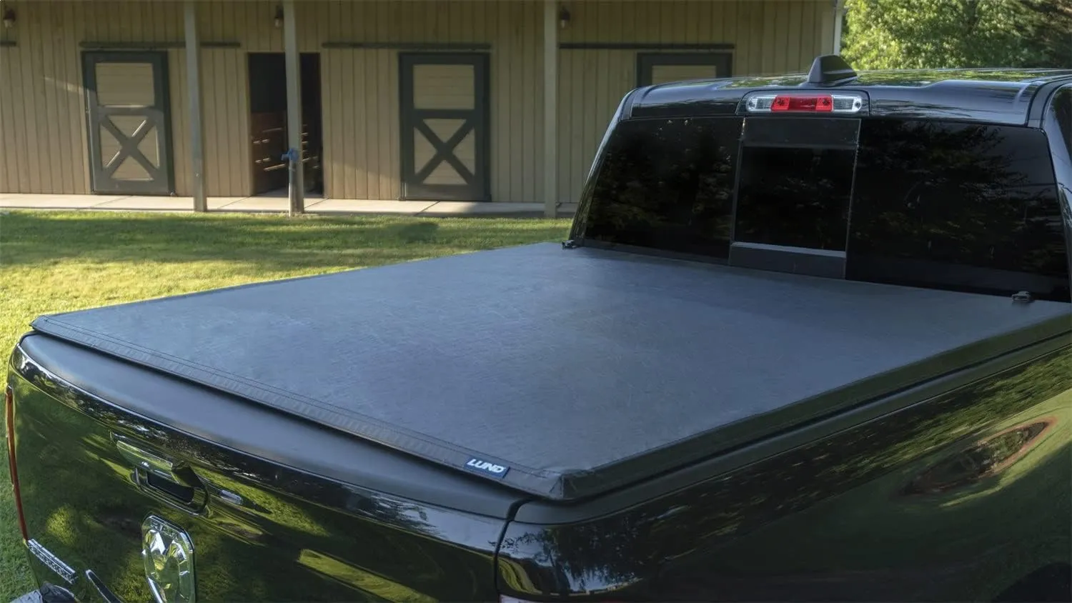 Lund Genesis Tri-Fold Soft Folding Truck Bed Tonneau Cover | 95050 | Fits 2017 - 2023 Ford Super Duty 6' 10" Bed (81.9")