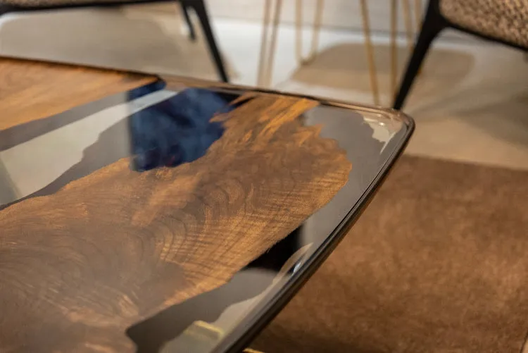 Luxurious Ivory Shaped Epoxy Resin Dining Room Coffee Table