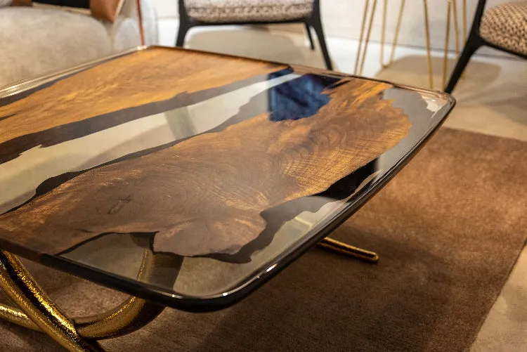 Luxurious Ivory Shaped Epoxy Resin Dining Room Coffee Table