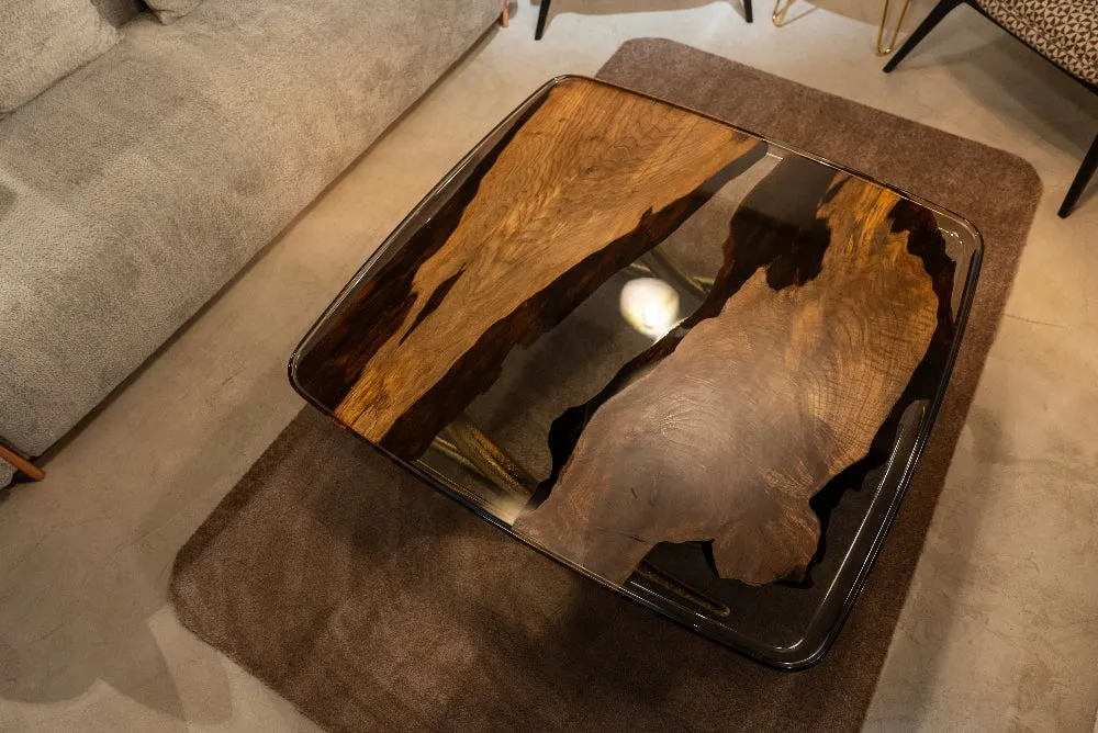 Luxurious Ivory Shaped Epoxy Resin Dining Room Coffee Table