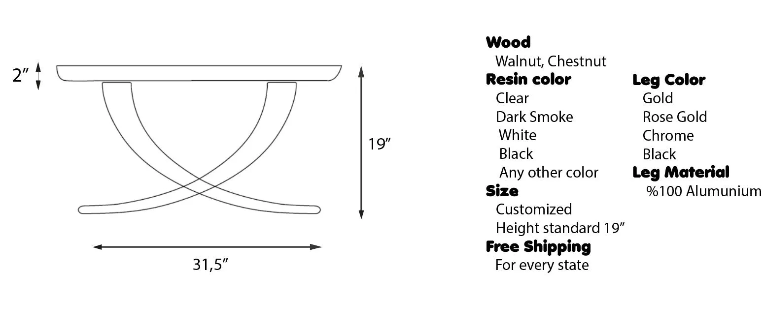 Luxurious Ivory Shaped Epoxy Resin Dining Room Coffee Table