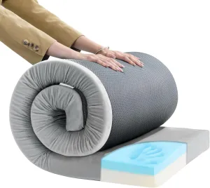 MABOZOO Memory Foam Camping Mattress Pad Waterproof Portable Sleeping Mats Roll Up Mattress Guest Bed 3 Inch Thick Washable Velvet Cover Floor Camping Cot for Car Truck Outdoor Tent