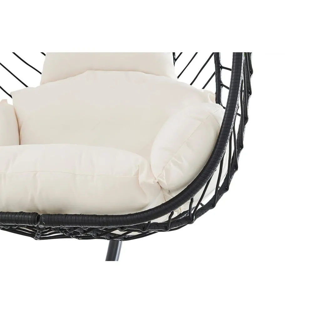 Mackenzie Outdoor Furniture Relaxing Lounge Patio Egg Chair - Black/ Beige
