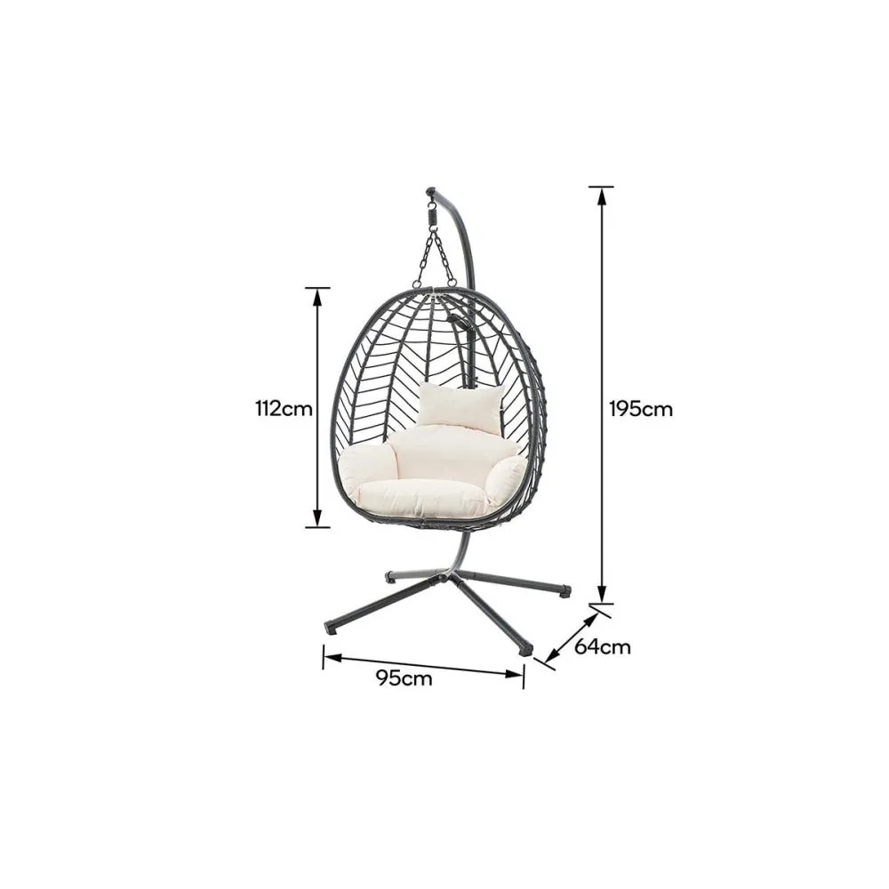 Mackenzie Outdoor Furniture Relaxing Lounge Patio Egg Chair - Black/ Beige