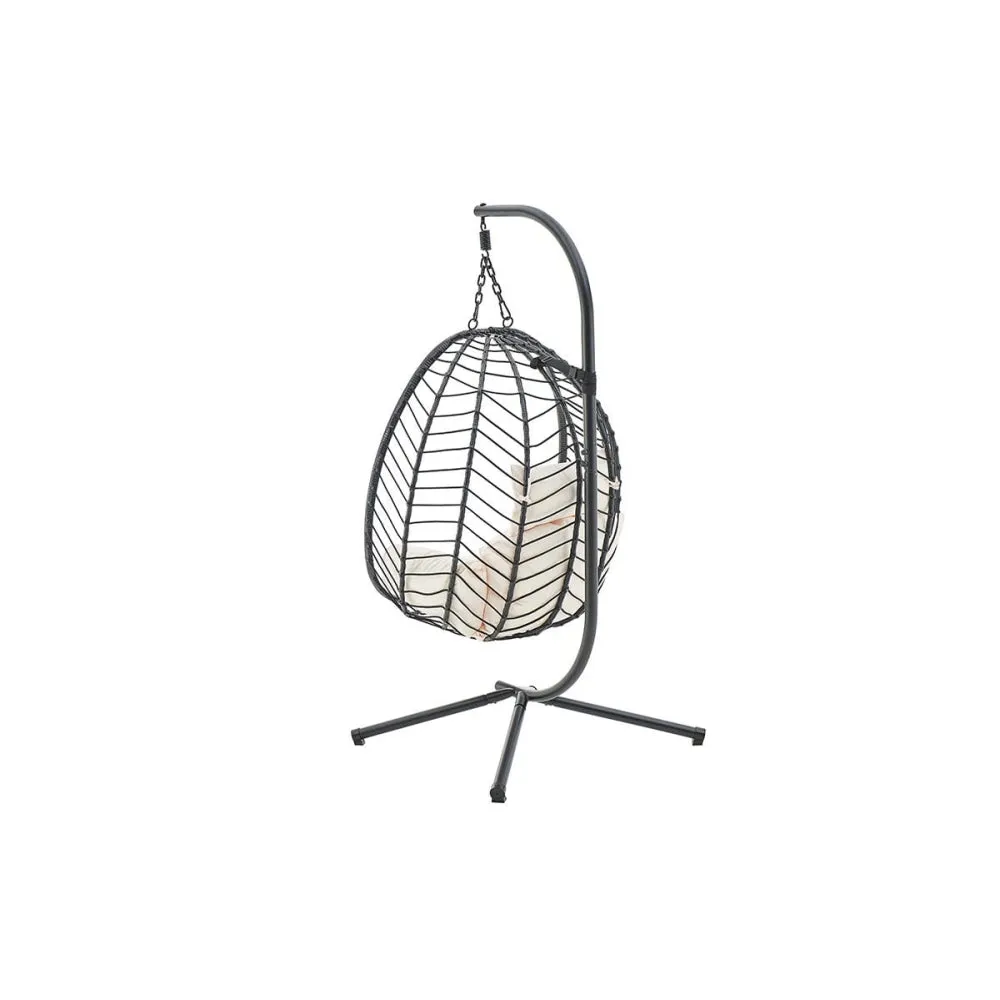 Mackenzie Outdoor Furniture Relaxing Lounge Patio Egg Chair - Black/ Beige