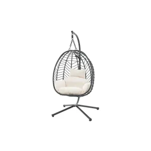 Mackenzie Outdoor Furniture Relaxing Lounge Patio Egg Chair - Black/ Beige
