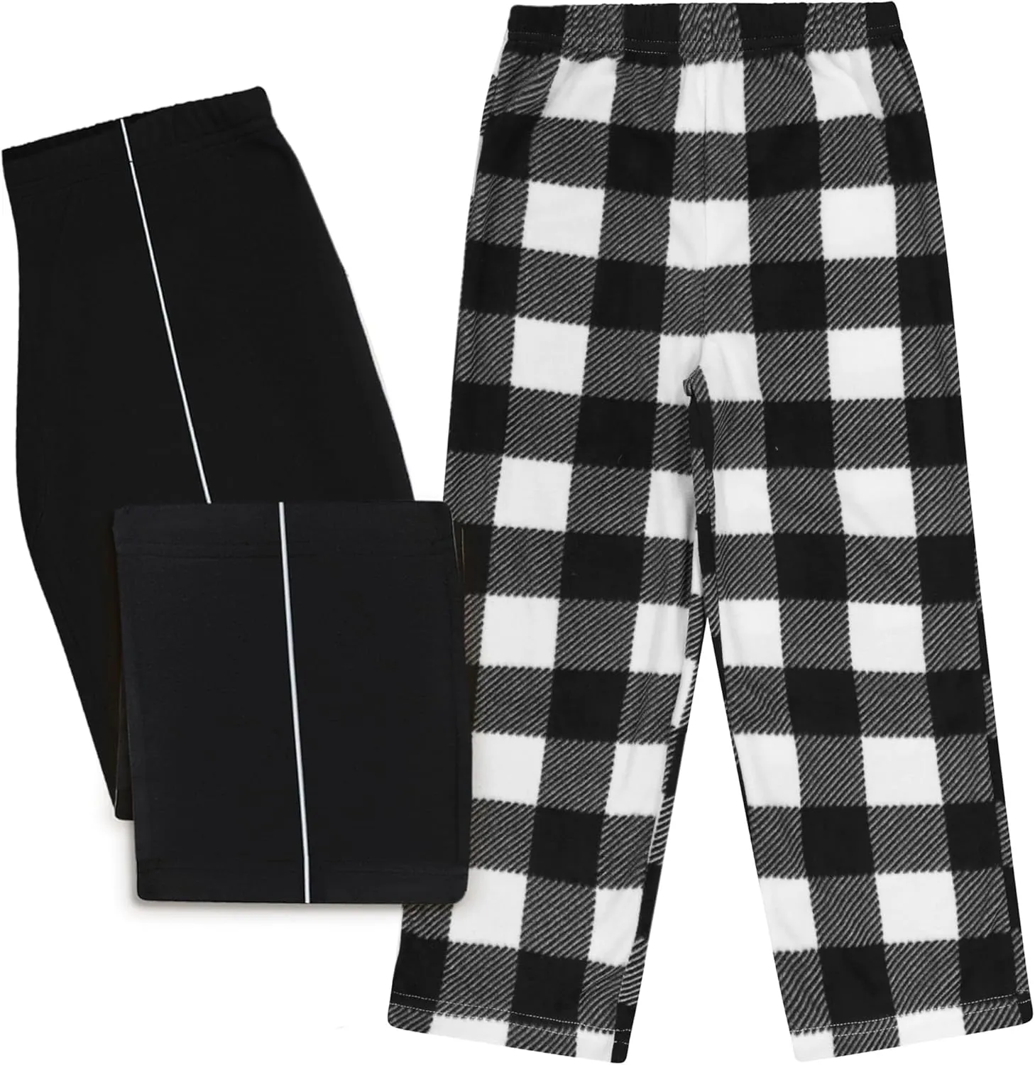 Mad Dog Boys Pajama Pants - Soft Fleece PJ Bottoms for Kids - Buffalo Plaid Lounge Pants, Warm & Comfy Microfleece 2PK Set