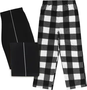 Mad Dog Boys Pajama Pants - Soft Fleece PJ Bottoms for Kids - Buffalo Plaid Lounge Pants, Warm & Comfy Microfleece 2PK Set