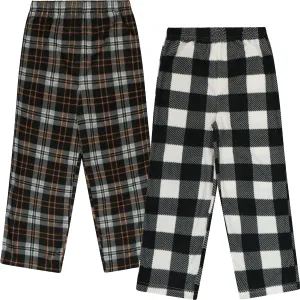 Mad Dog Boys Pajama Pants - Soft Fleece PJ Bottoms for Kids - Buffalo Plaid Lounge Pants, Warm & Comfy Microfleece 2PK Set
