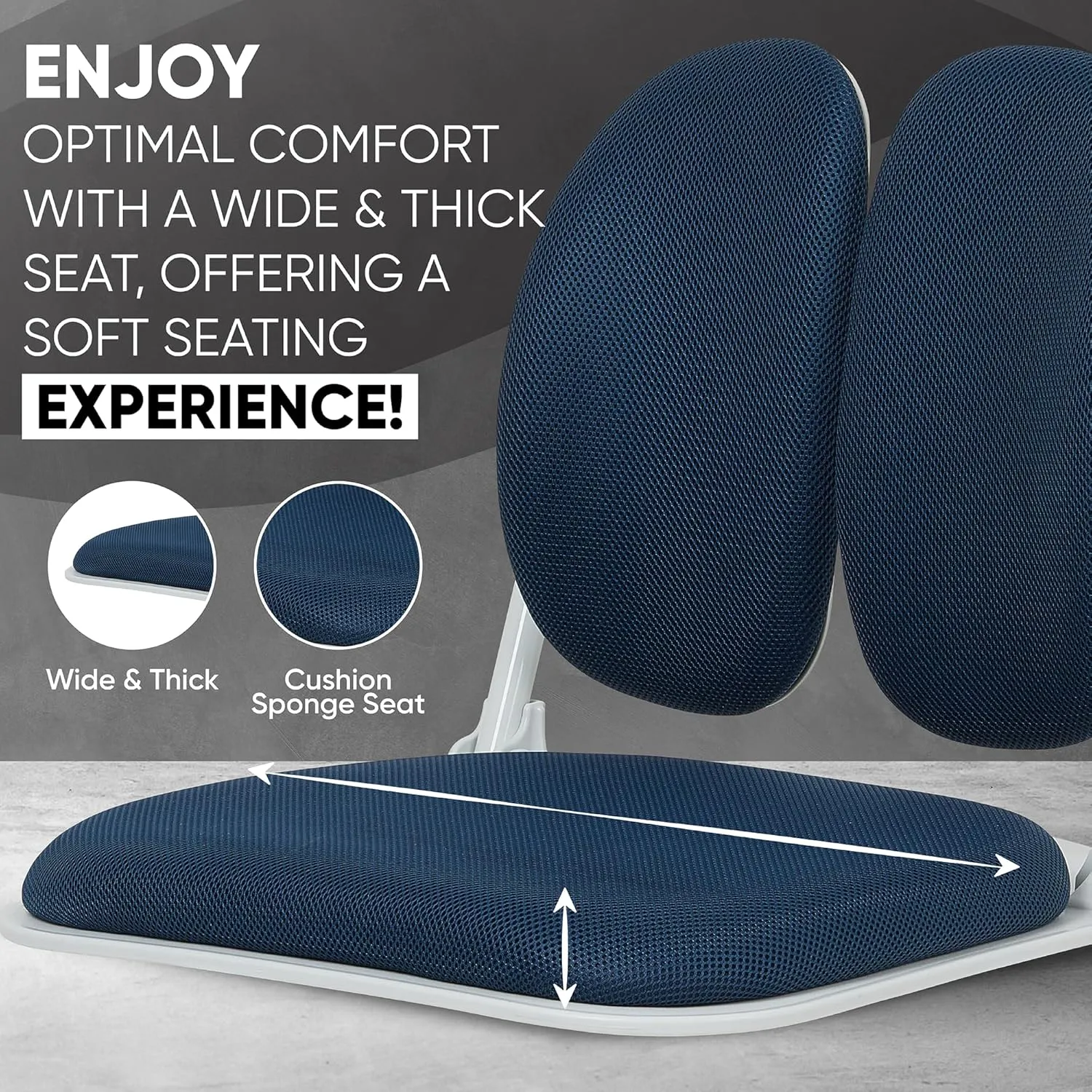 Made in Korea Dual-Backrests Ergonomic Floor Chair With Back Support - Meditation, Gaming, Reading Chair for Adults, Foldable (Blue)