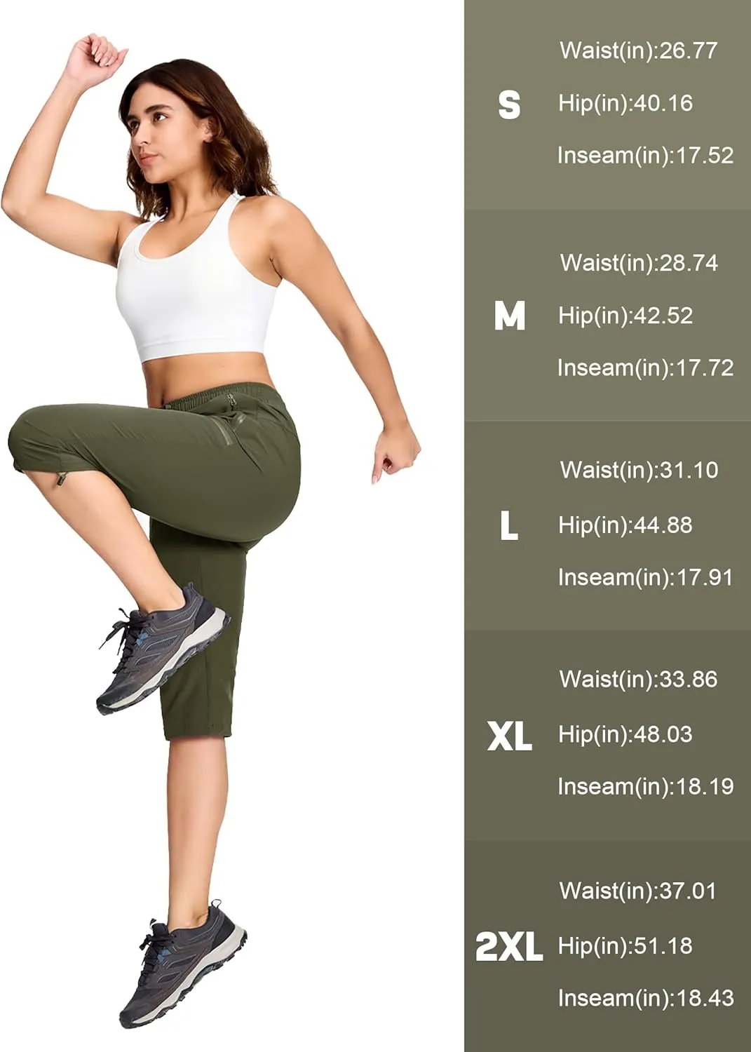 MAGCOMSEN Women's Hiking Capri Pants UPF 50  Lightweight Quick Dry Casual Golf Cargo Crop Pants with 5 Pockets Summer