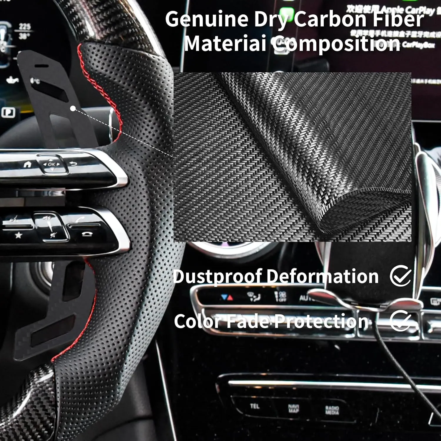 Magnetic Steering Wheel Paddle Shifter for Benz Mercedes AMG SL 2022 /GLC 2023 /EQS 2022/ E Class 2021-2022/ S Class 2022, Carbon Fiber Paddle Extension Interior Decoration Accessories