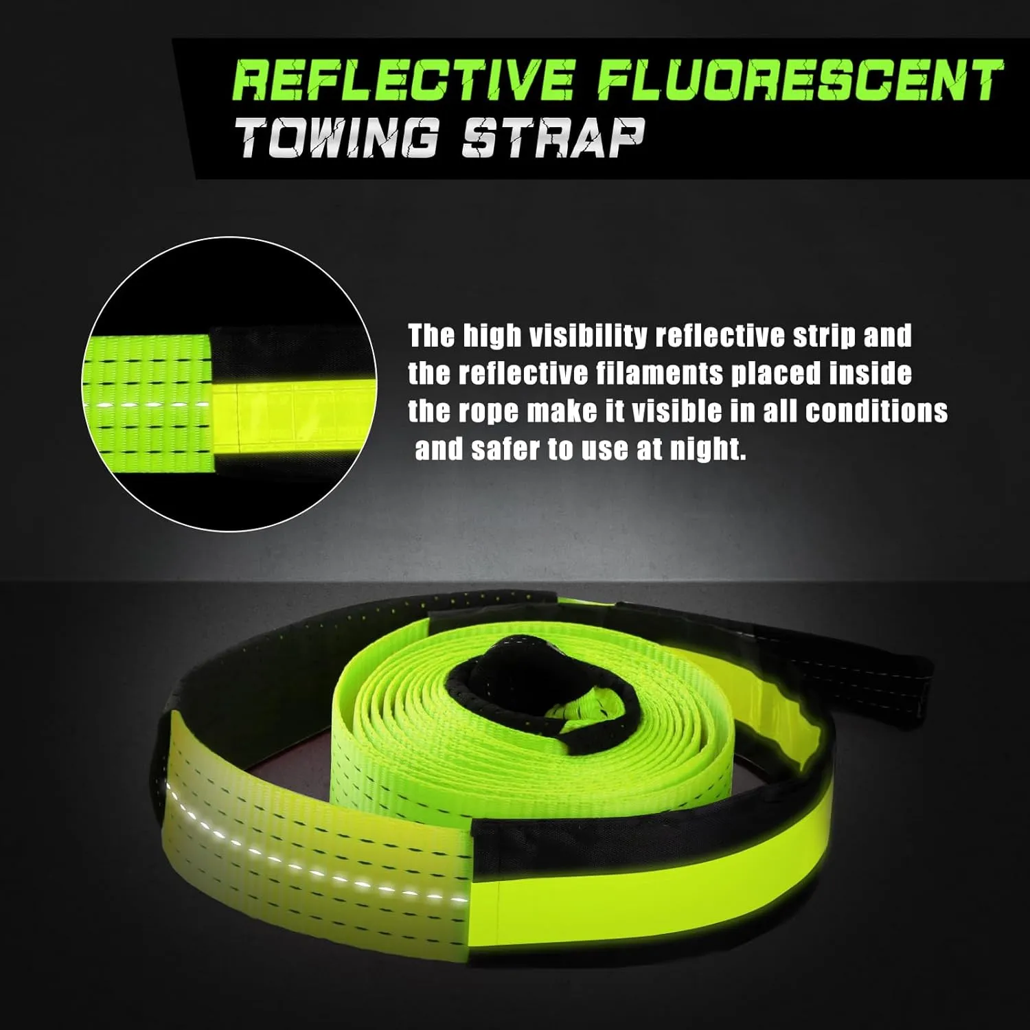 MAIKEHIGH Tow Strap Heavy Duty with Hooks, 2"×16ft (22,000Lbs) Recovery Strap with D-Ring Shackles (2pcs)   Protective Gloves (2pcs), Tow Rope for Car Truck SUV ATV (Green)