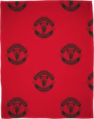 Manchester United FC Official Fleece Throw Blanket | Super Soft, Football Crest Design | Warm Super Soft Feel Red Throw | Perfect for Home, Bedroom, Sleepovers & Camping