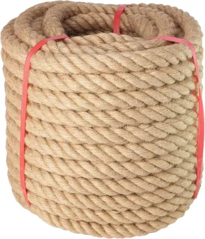 Manila Rope 1 Inch x 150 Feet, Twisted Thick Rope for Landscaping, Crafts, Sporting,Marine, Projects and Tie-Downs
