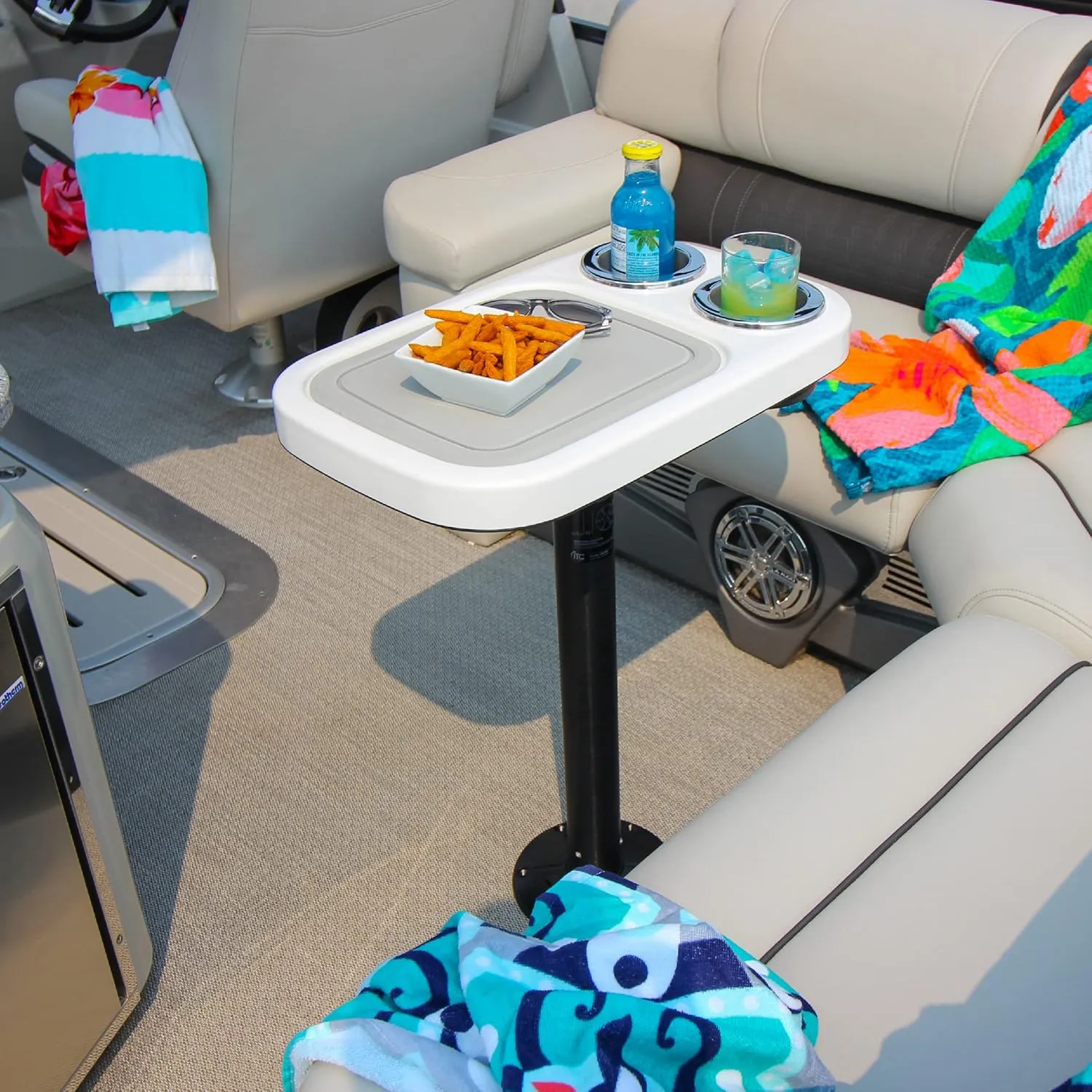 Manufacturers' Select ITC Marine Cocktail Boat Table Leg Set. Pontoon Accessories, Marine Pedestal Table with Center Foam Mat